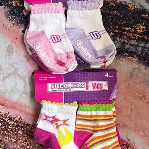 SKECHERS KIDS INFANT GIRLS 4PP SOCKS x 2